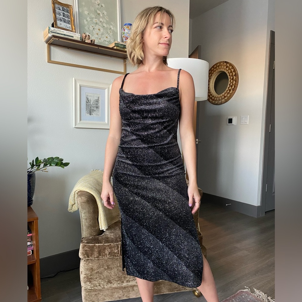 ASOS Stretchy Sparkle Cowl Neck Dress